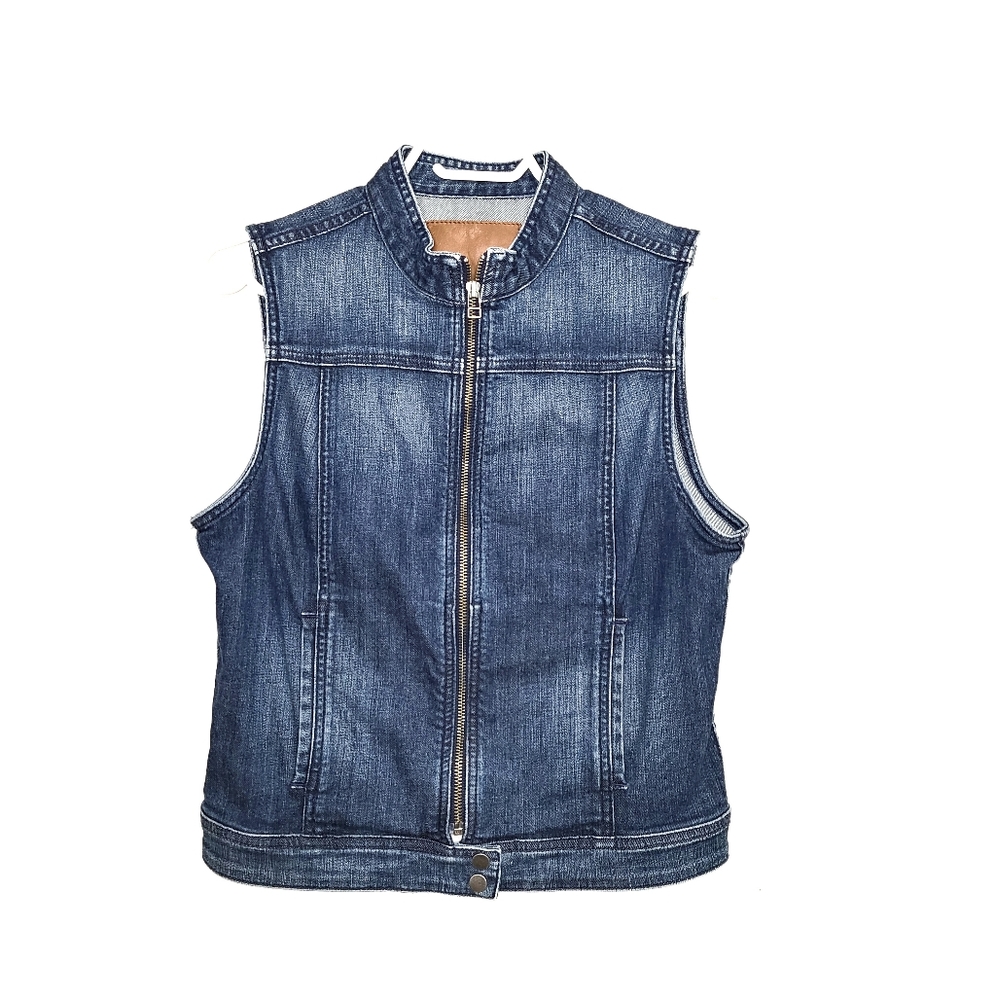 ADRIANO GOLDSCHMIED Cotton Blend Sleeveless Blue Denim Vest size Large